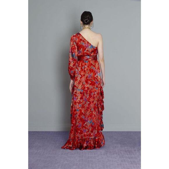 Alexis Marseille Asymmetrical Hi-Low Floral Dress/Gown Red Floral Size Small - Picture 2 of 11